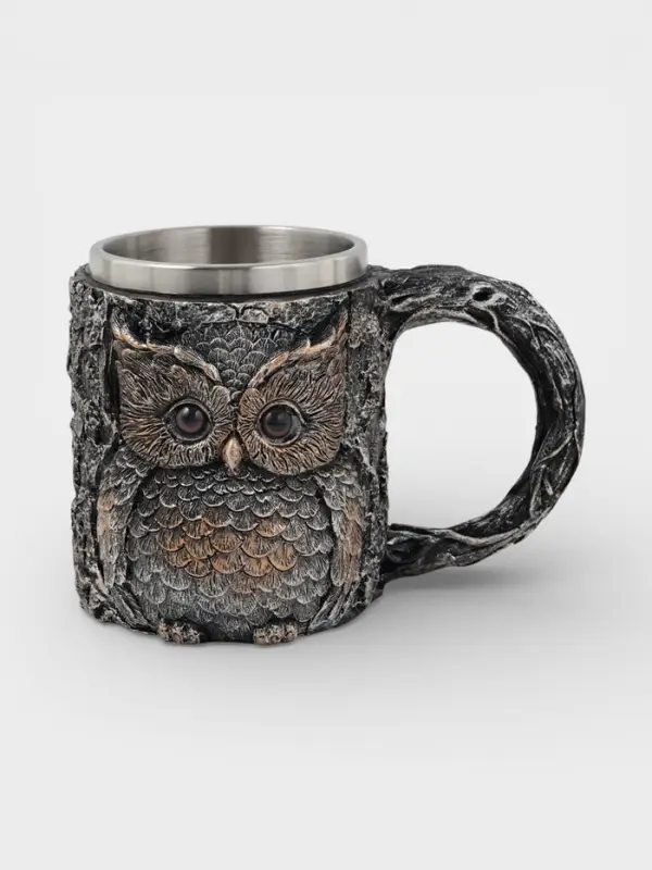 Кружка средневековая &laquo;Сова&raquo;, 400 мл, нержавеющая сталь, серебристая