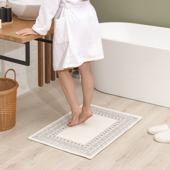 Коврик для ванной SAVANNA «Лия», 60×90 см, цвет бело-коричневый Коврик для ванной SAVANNA «Лия», 60×90 см, цвет бело-коричневый
