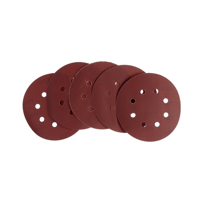 Круг абразивный шлифовальный под  Круг абразивный шлифовальный под "липучку" ТУНДРА, перфорированный, 150 мм, Р600, 5 шт.