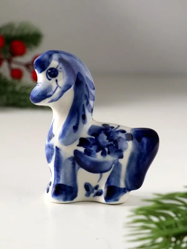 Сувенир Конь с гривой, 8х7,5 см, гжель Сувенир Конь с гривой, 8х7,5 см, гжель