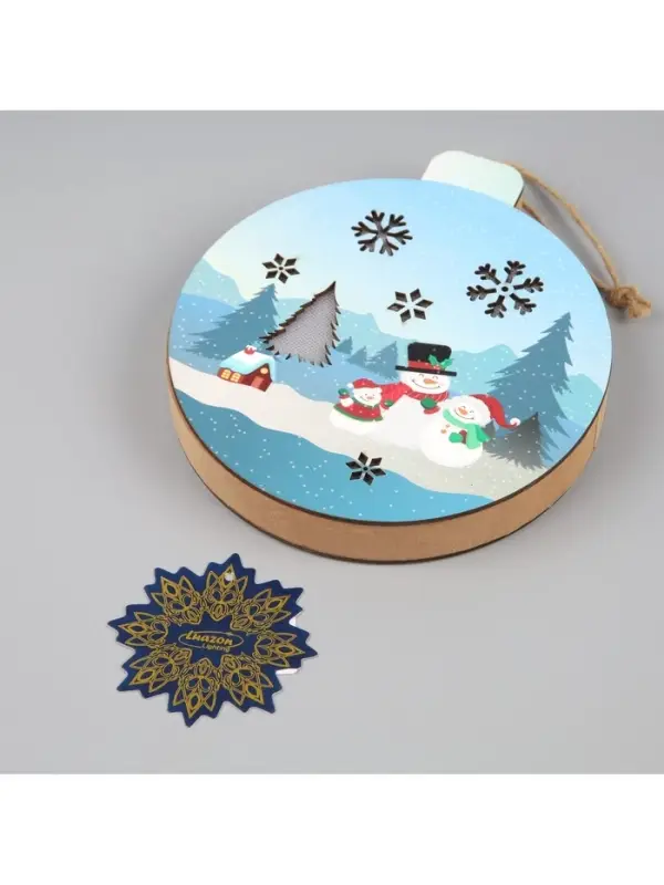 Ёлочная игрушка &laquo;Семья снеговиков&raquo;, 15&times;16.7 см, 1 LED, от батареек, свечение тёплое белое