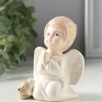 Фигурка керамика &laquo;Девочка-ангел с щенком молится&raquo;, 7.8&times;5.5&times;9 см