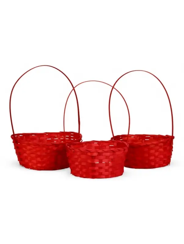 Набор корзин 3 шт 22х18x10 24х19x10 27х21x10 см ручка h=24/26/28 см Розовый