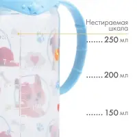 Бутылочка для кормления M&B &laquo;ТРЕНД. Песики&raquo;, классическое горло, с ручками, от 3 мес., 250 мл., цилиндр, голубой