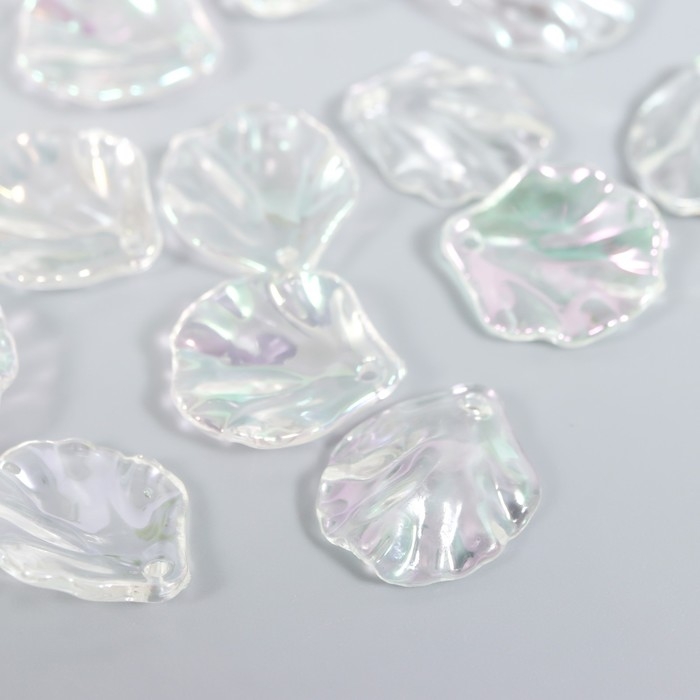 Бусины для творчества пластик Бусины для творчества пластик "Лепесток" набор 20 шт прозрачный перламутр 1,7х1,5 см