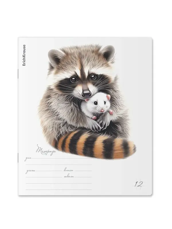 Тетрадь 12 листов в клетку ErichKrause Little Cuties, 60 г/м&sup2;, обложка мелованный картон, МИКС