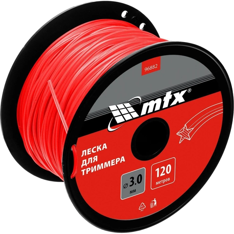 Леска для триммера MTX звезда 3,0 мм х 120 м, на катушке (96882)