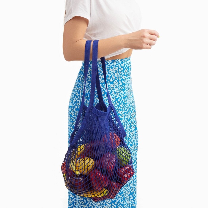 Авоська плетеная сумка, 41 х 27 см, ручка 17 см, клетка 1.5 см, фиолетовая Авоська плетеная сумка, 41 х 27 см, ручка 17 см, клетка 1.5 см, фиолетовая