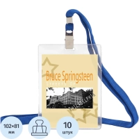 Бейдж вертикальный Attache120х87мм металл зажим/тесьма син.(10шт)1065ВК-101