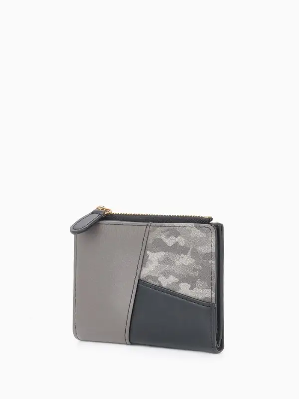 Кошелёк женский на кнопке, 11.5&times;2&times;9 см, комбинированный, серый