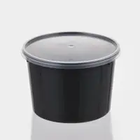 Контейнер пластиковый одноразовый &laquo;Супница&raquo;, 500 мл, 11.2 см, чёрный