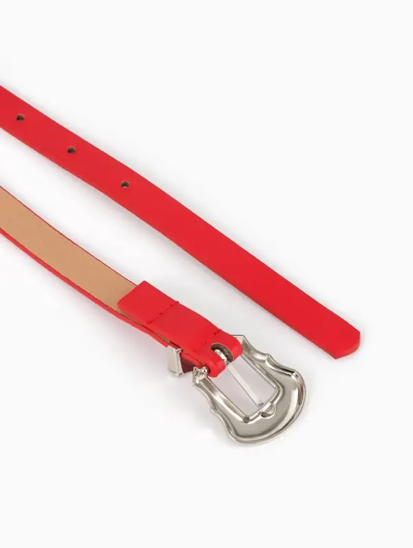 Ремень женский, 1.5&times;110 см, без винта, 1 прокол, красный