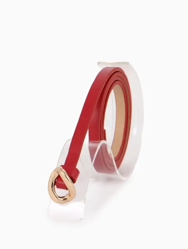 Ремень женский тонкий, 110&times;1 см, золотистая пряжка металл, красный