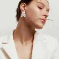 Серьги &laquo;Мишки&raquo; с сердцем, прозрачно-белый с блёстками