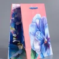 Пакет подарочный ламинированный, "Взгляд фиалки" 18 х 22,3 х 10 см