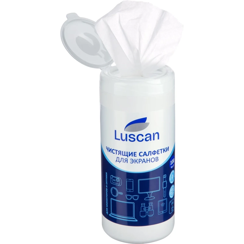 Салфетки д/экранов Luscan, туба, а/бакт, 100шт, 13х17