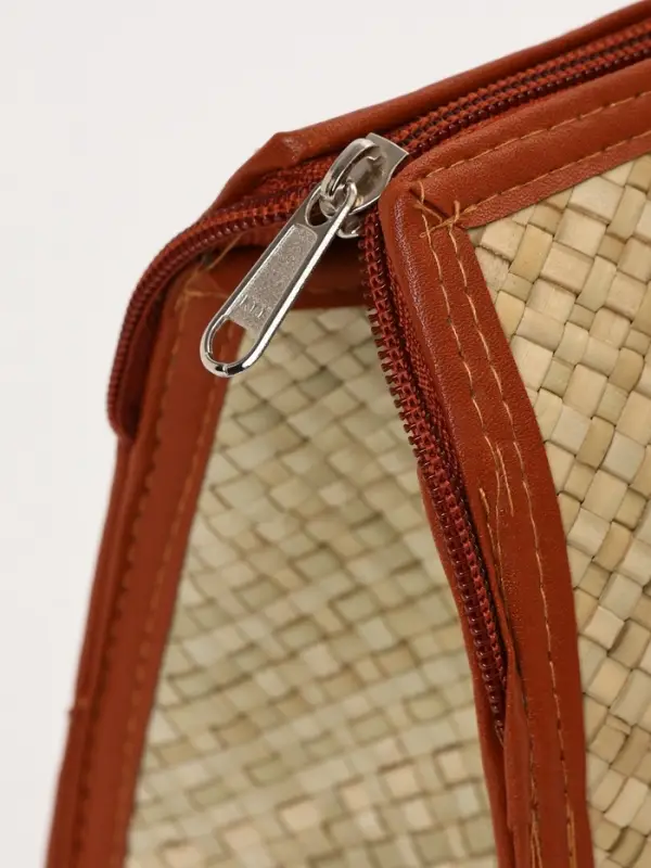 Сумка плетёная на молнии из пандана, 35&times;12&times;40 см, светло-коричневая