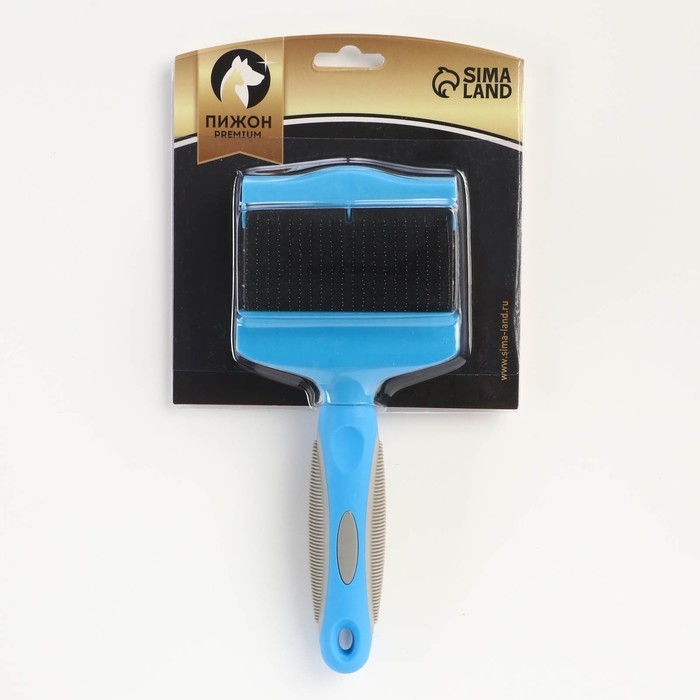 Пуходёрка двухсторонняя гибкая с прямыми и загнутыми зубцами, 21 х 9,3 см, синяя Пуходёрка двухсторонняя гибкая с прямыми и загнутыми зубцами, 21 х 9,3 см, синяя