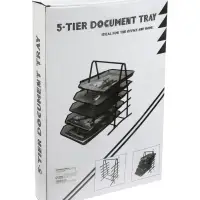 Лоток для бумаг, горизонтальный, металлическая сетка, 5 отделений, чёрный