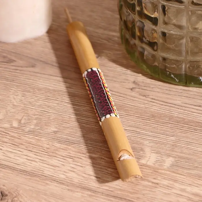 Сувенирный музыкальный инструмент "Свисток из бамбука с узором" МИКС 17х1,5х1,5 см