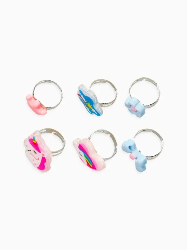 Кольца детские набор 6 шт. &laquo;Выбражулька&raquo; облоко, единорог, форма МИКС, б-р, разноцветный
