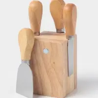 Набор ножей для подачи сыра, 4 шт., на магнитной подставке, 8.5&times;8.5&times;16.5 см, бежевый