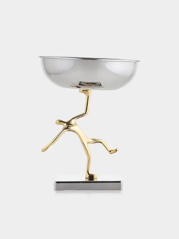 Блюдо сервировочное на подставке &laquo;Человек&raquo;, d=18 см, нержавеющая сталь, латунь