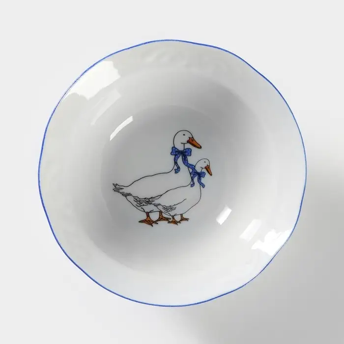 Салатник Добрушский завод &laquo;Гуси&raquo;, 300 мл, d=14 см, фарфор, белый