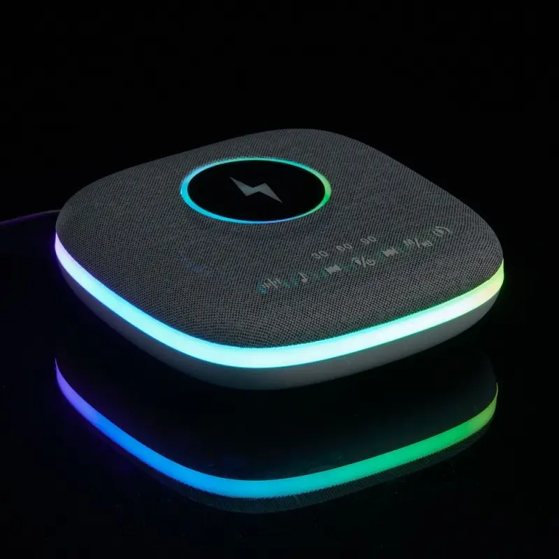 Bluetooth-колонка с беспроводной зарядкой и подсветкой Terrafonic, серая Bluetooth-колонка с беспроводной зарядкой и подсветкой Terrafonic, серая