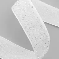 Лента бархатная, с серебряным люрексом, 20 мм, 18&plusmn;1 м, белая №01