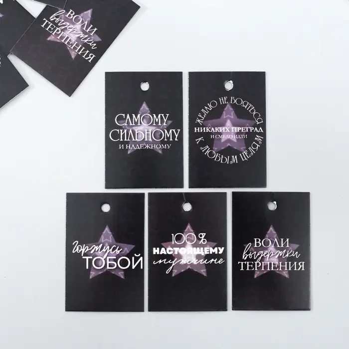 Набор бирок для подарков, цветов «Настоящему мужчине», 10 шт. (5 видов), 4×6 см, картон, МИКС