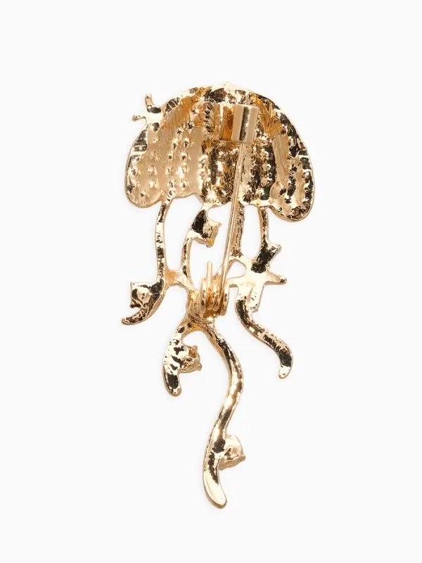 Брошь &laquo;Медуза&raquo;, белая в золоте