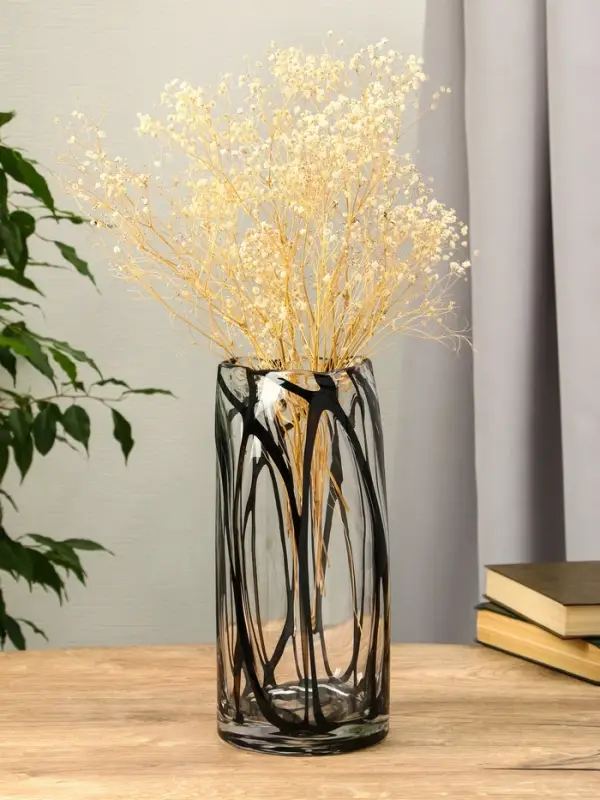 Ваза стекло настольная "Мэдисон" 29х12 см, прозрачно-чёрный