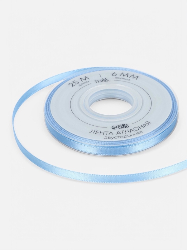 Лента атласная двухсторонняя №332 6мм*25±1м небесно-голубой TR