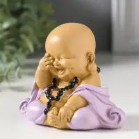 Сувенир полистоун "Маленький хотей в сиреневом одеянии - не вижу" 6,7х9,5х8 см