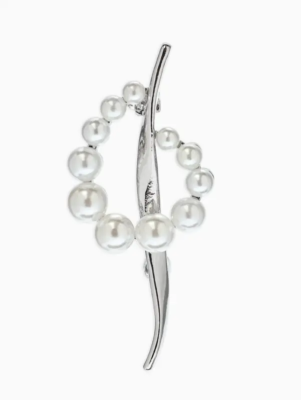 Брошь &laquo;Нежность&raquo;, жемчуг, цвет белый в серебре