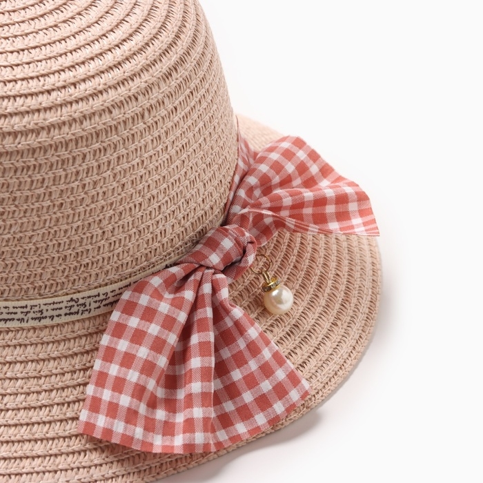 Шляпа для девочки MINAKU с бантом, цвет розовый, р-р 52 Шляпа для девочки MINAKU с бантом, цвет розовый, р-р 52