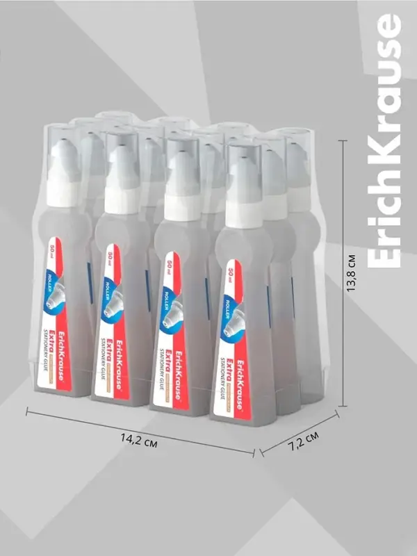 Клей-роллер канцелярский ErichKrause, 50 мл, с роликовым аппликатором, подходит для бумаги, картона и ткани, морозостойкий