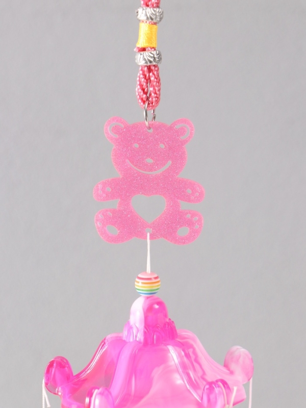 Музыка ветра металл от сглаза Музыка ветра металл от сглаза "Мишка с 6 колокольчиками" розовый h=53см