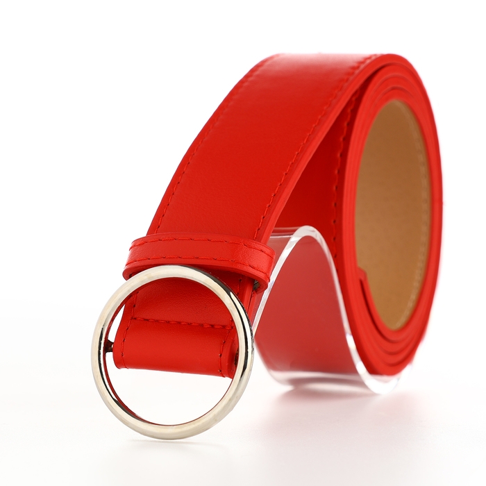 Ремень женский, ширина 3,5 см, пряжка серебро, цвет красный Ремень женский, ширина 3,5 см, пряжка серебро, цвет красный