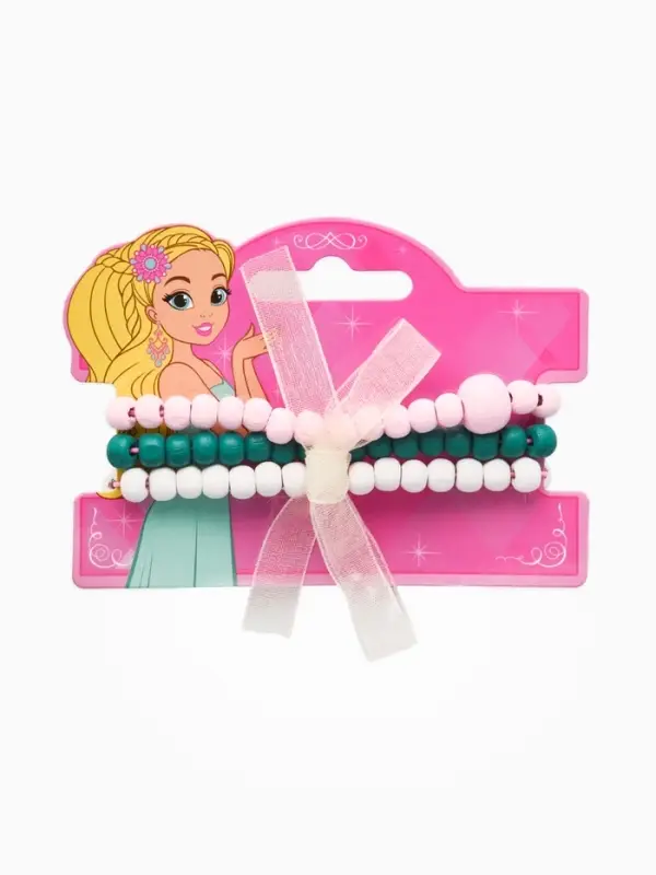 Набор детских браслетов 3шт. &laquo;Выбражулька&raquo; с бантом, бабочка, d=6 см, розово-зеленый