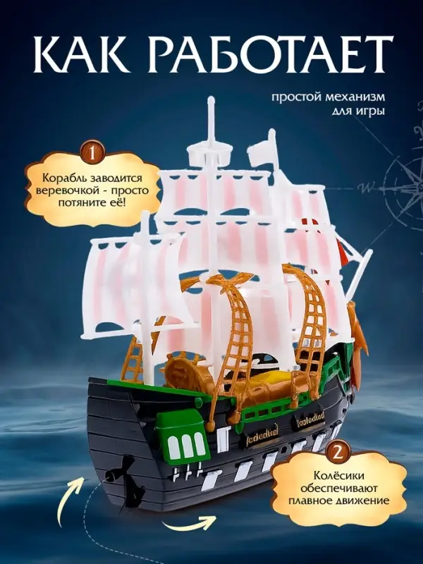 Пиратский корабль WOOW TOYS &laquo;Пираты черного моря&raquo;, инерционный, МИКС