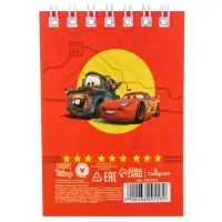 Блокнот А7, 32 листа, на гребне, &laquo;Тачки&raquo;, Disney