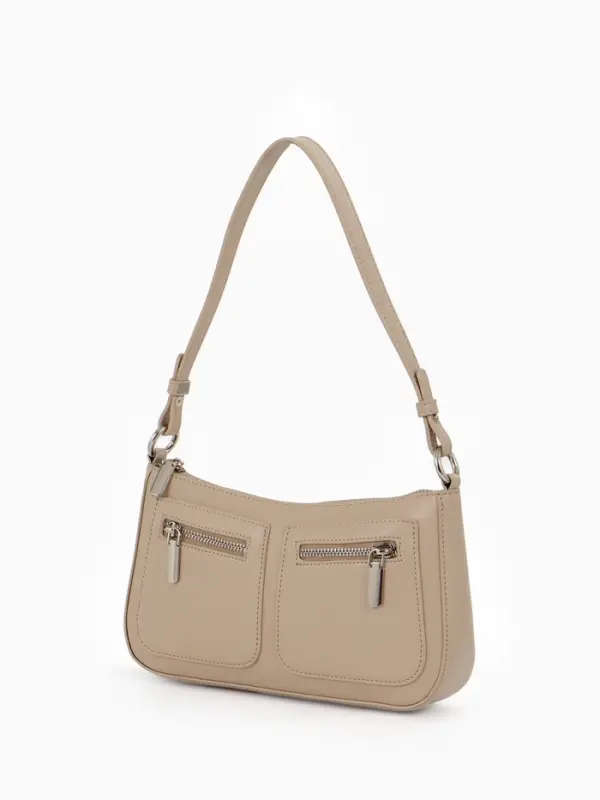 Сумка женская багет TEXTURA на молнии, 21&times;6&times;13 см, бежевая