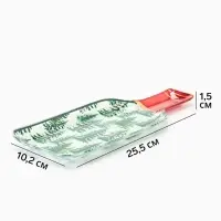 Блюдо сервировочное новогоднее Доляна &laquo;Зимний бор&raquo;, 25.5&times;10.2&times;1.5 см, в форме бутылки, стекло, белое, зелёное