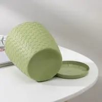 Горшок для цветов с поддоном &laquo;Ротанг&raquo;, 1.2 л, d=13 см, h=12 см, пластиковый, оливковый