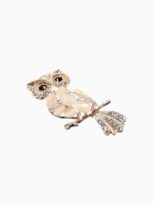 Брошь &laquo;Сова&raquo;, белая в золоте