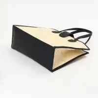 Сумка плетёная на застёжке из пандана, 41&times;16&times;50 см, бежево-чёрная