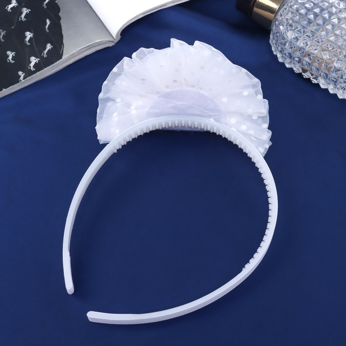 Ободок для волос  Ободок для волос "Школьница" облачко горох, d 10 см, белый