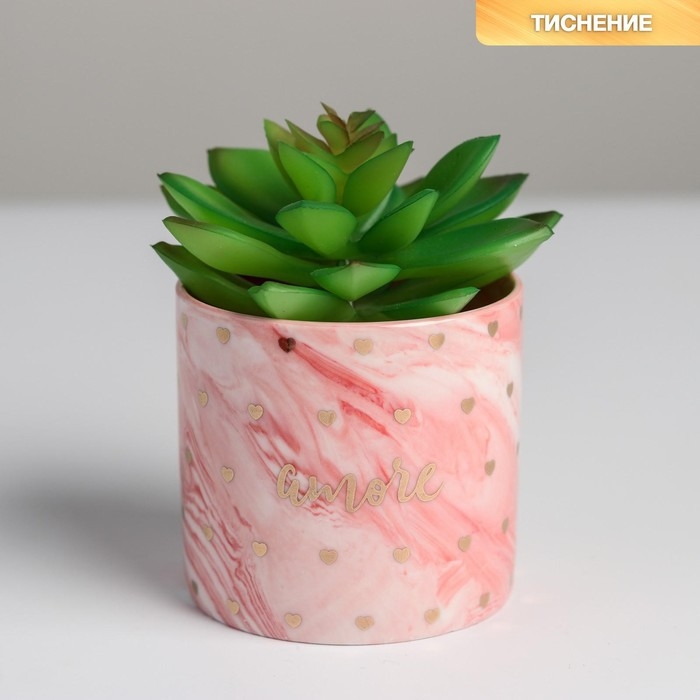 Горшок для цветов керамический с тиснением, кашпо «Сердца», 8 х 7,5 см Горшок для цветов керамический с тиснением, кашпо «Сердца», 8 х 7,5 см